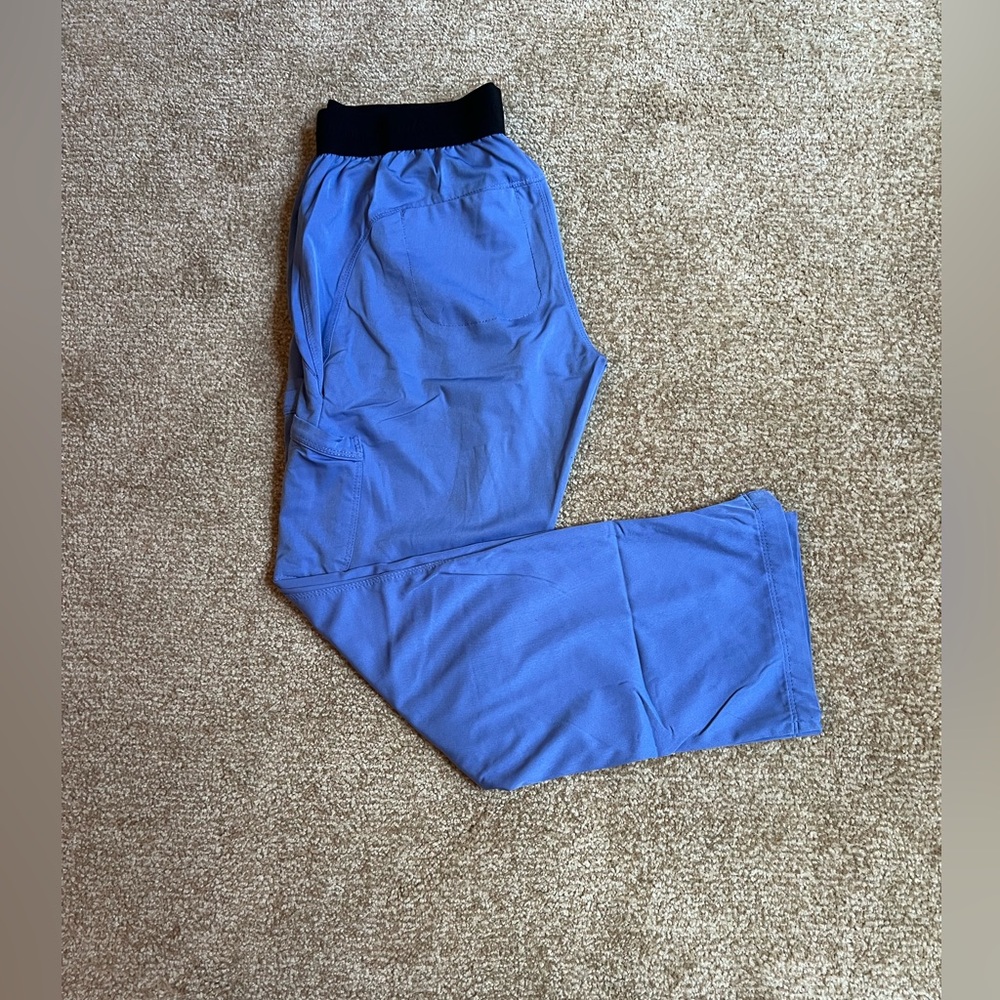 Healing Hands Ceil Blue Elastic Waist Flare Women’s Scrub Pants, small petite